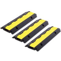 FCOME 3 Pack Rubber Cable Ramp Hose Cable Protector Ramp 1 Channel 22000Lbs Load Capacity Traffic Speed Bump Wires Power Lines Extension Cord Cover for Indoor Outdoor