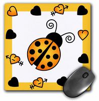 3dRose LLC 8 x 8 x 0.25 Inches Love Bugs Orange Ladybug with Hearts Mouse Pad (mp_12113_1)