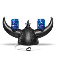 BLKSMITH Viking Can Holder Helmet for Sport Events Party Hat Games and More - Adjustable Headband Fits 16" to 24" Heads - Black
