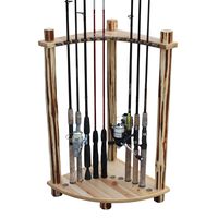 Rush Creek Creations Rustic Log 12 Fishing Rod Storage Corner Rack - Handcrafted Solid Pine - No Tool Assembly