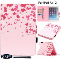 iPad Air 2 Case, Newshine(TM) Cute Flip Folio Smart Stand Cover/Skin with [Auto Wake/Sleep Function] [Card Slots/Cash Packet] [Holder for Stylus] for Apple iPad Air 2/iPad 6 (Pink Love)