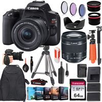 Canon EOS Rebel SL3 DSLR Camera (Black) & 18-55mm STM Lens + Essential Carry-Around Accessory Bundle (incl. Backpack, Grip Strap, 64GB Memory Card, Tripods, Monopod, Extra Battery and More.)
