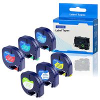 SuperInk 6 Pack Combo Pack Compatible for DYMO LetraTag 91330 91331 91332 91333 91334 91335 Plastic Label Tape (1/2 Inch x 13 Feet 12mm x 4m) use in Dymo LetraTag Plus LT100H LT100T QX50 Label Maker
