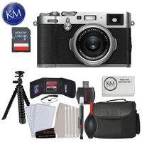 FUJIFILM X100F Digital Camera (Silver) w/ 32GB & Essential Bundle: Includes - 32GB Memory Card, 12 inch Tripod, Cleaning Kit, and Camera Bag.