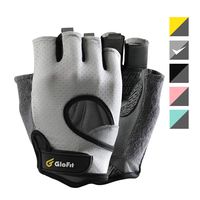 Glofit Freedom Workout Gloves, Knuckle Weight Lifting Shorty Fingerless Gloves with Curved Open Back, for Powerlifting, Gym Women and Men(Grey, Large)