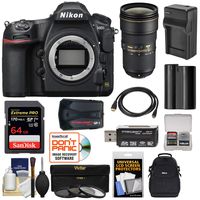 Nikon D850 Wi-Fi 4K Digital SLR Camera Body with 24-70mm f/2.8E VR Lens + 64GB Card + Battery & Charger + Case + GPS + 3 Filters Kit
