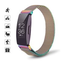 TOMALL Metal Bands Compatible for Fitbit Inspire and Fitbit Inspire HR,Stainless Steel Metal Wristband for Women Men (Small, Rainbow)