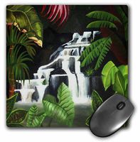 3dRose LLC 8 x 8 x 0.25 Inches Waterfall Wilderness Cascade, Fantasy, Forest, Green, Jungle, Landscape, River Pattern Mouse Pad (mp_46726_1)