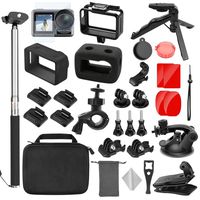 TONCHU 32-in-1 Expansion Accessories Kit for DJI OSMO Action Camera+Gopro Mounts,Osmo Action Kit Inclouding Carrying Case/Camera Border/Silicone Case/Filter/Lens Protection Cover/Tripod and More