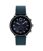 Movado Connect 2.0 Unisex Powered with Wear OS by Google Stainless Steel and Navy Velcro Fabric Smartwatch, Color: Navy (Model: 3660030)