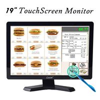 19 Inch High Res LED Monitor Built-in Touch Screen Display - 1440x900 Resolution VGA for PC POS Cashier Restaurant Bar Coffee Store