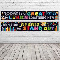 2 Pack Inspirational Classroom Banner for Teacher Positive Banner Motivational Classroom Banner Poster for Teacher Students Classroom Decorations