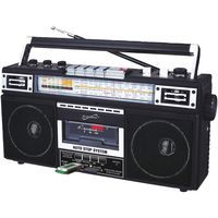 Retro 4-Band Radio and Cassette Player with Bluetooth (Black)