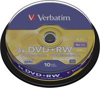 Verbatim DVD+RW 4.7Gb 4X Spindle 10 No 43488 rewritable Blank DVD DVD+rw