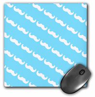 3dRose LLC 8 x 8 x 0.25 Inches Mouse Pad, Light Blue Mustache Striped Pattern Diagonal White Moustache Stripes (mp_179706_1)