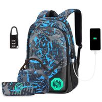 School Backpack for Boys, Water Resistant Anti Theft Laptop Backpack Fashion School Bags with USB Charging Port, Lock, Lunch Bag and Pencil Case
