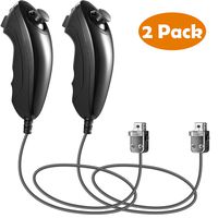 2 Pack iNNEXT Wii Nunchuck Controller Replacement Compatible for Wii Wii U Remote (Black)