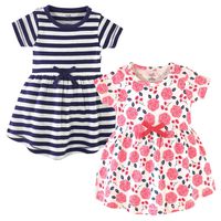 Touched by Nature Girls, Toddler, and Baby Organic Cotton Short-Sleeve Dresses, Coral Rose, 3 Toddler