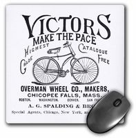 3dRose LLC 8 x 8 x 0.25 Inches Mouse Pad, Victors Bicycles Black and White Vintage (mp_164547_1)