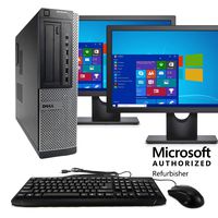 Dell Optiplex 9010 Desktop PC, Intel Core i5-3470 3.2 GHz, 8 GB RAM, 500 GB HDD, Keyboard & Mouse, Wi-Fi, Dual 17" Monitors (Brands Vary), DVD, Windows 10  (Renewed)