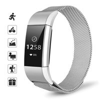 TOMALL Metal Bands Compatible for Fitbit Charge 2,Stainless Steel Metal Replacement Wristband for Women Men (Large, Silver)