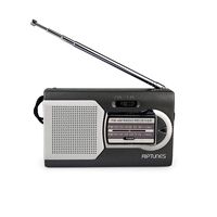 Riptunes AM/FM Portable Battery Operated Pocket Radio. Powered by 2 AA Batteries (Black)