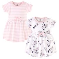 Touched by Nature Girls, Toddler, and Baby Organic Cotton Short-Sleeve Dresses, Wild Flowers, 3-6 Months