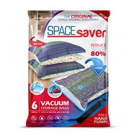 Spacesaver Premium Vacuum Storage Bags. 80% More Storage! Hand-Pump for Travel! Double-Zip Seal and Triple Seal Turbo-Valve for Max Space Saving! (Small 6 Pack)