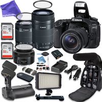 Canon EOS 80D Digital SLR Camera with Canon EF-S 18-55mm f/3.5-5.6 IS STM Lens + Canon EF-S 55-250mm f/4-5.6 IS STM Lens + Canon EF 50mm f/1.8 STM Lens + ULTIMATE DigitalAndMore Creator Bundle