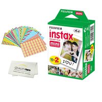 Fujifilm INSTAX Mini Instant Film 2 Pack - 20 Sheets - (White) for Fujifilm Instax Mini 8 & Mini 9 Cameras + Frame Stickers and Microfiber Cloth Accessories ...