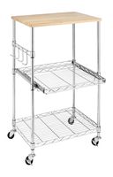 Whitmor Supreme Microwave Cart with Locking Wheels - Chrome with Food Safe Cutting Board