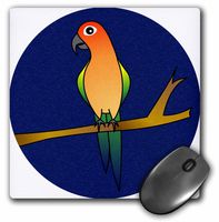 3dRose LLC 8 x 8 x 0.25 Inches Cute Sun Conure Parrot Dark Blue Background Mouse Pad (mp_13775_1)