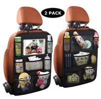 ONE PIX Car Backseat Organizer with Touch Screen Tablet Holder + 7 Storage Pockets, Kick Mats Seat Back Protectors for Kids and Toddlers Premium Vehicle Travel Accessories (2 Pack)