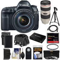 Canon EOS 5D Mark IV 4K Wi-Fi Digital SLR Camera & EF 24-105mm f/4L is II USM with 70-200mm f/2.8L Lens + 64GB Card + Battery & Charger + Case + Filters + Tripod Kit