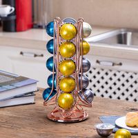 Flagship Revolving Coffee Pod Holder for Nespresso Vertuoline (20 Pods) (Rose gold)