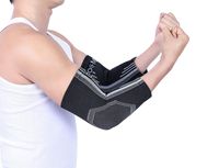 Doc Miller Premium Elbow Sleeve 1 Pair Brace Support for Golf Tennis Elbow Arthritis Tendonitis Post Workout Increases Circulation Eases Swelling (Gray, Small)