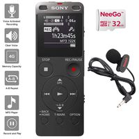 Sony Digital Voice Recorder UX Series, 4 GB Built-in Storage, Expandable via MicroSD, Includes A NeeGo Lavalier Lapel Mic and a NeeGo Micro SD Card 32GB