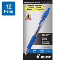 PILOT G2 Premium Refillable & Retractable Rolling Ball Gel Pens, Bold Point, Blue Ink, 12 Count (31257)