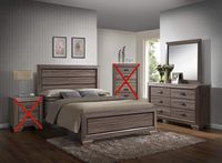 GTU Furniture Lyndon Pc Weathered Grey Panel Bedroom Set (Queen Bed, Dresser and Mirror)