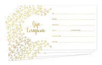 Blank Gift Certificates for Business - 25 Gold Foil Gift Certificate Cards with Envelopes for Spa, Salon, Restaurants, Custom Client Vouchers for Birthday, Work Gift Card - 3.75x7.5"