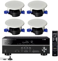 Yamaha 5.1-Channel Wireless Bluetooth 4K A/V Home Theater Receiver + Yamaha Easy-to-Install Natural Sound Moisture Resistant 6.5" High Performance In-Ceiling Speakers (Set of 4)