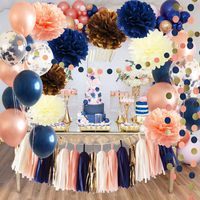 Bridal Shower Decorations Navy Rose Gold Balloons Qian's Party Navy Peach Wedding/Bachelorette Party Decorations 18th/30th/40th/50th Birthday Party Decorations for Women/Gender Reveal Party Supplies