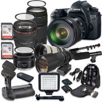 Canon EOS 6D 20.2 MP Full Frame CMOS Digital SLR DSLR Camera w/ EF 24-105mm f/4 L IS USM Lens + EF 75-300mm f/4-5.6 III Telephoto + 500mm f/8 Preset Lens + Holiday Accessory Bundle + More!