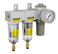 PneumaticPlus SAU2030M-N02DG Mini Three Stage Air Drying System, 1/4" NPT - Particulate Air Filter, Coalescing Filter, Air Pressure Regulator Combo - Poly Bowl, Auto Drain