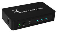 XtremPro HDMI Switch Ultra Slim 3x1 Ports, 3 in 1 Out Aluminum Switch w/IR Remote & AC Adapter, Supports HDTV, 4K2K 1080P, 720P, Full 3D for PS, Xbox, Nintendo, Projector - Black (11006)