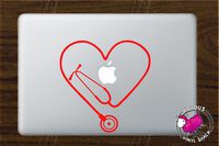 Stethoscope Heart Cutout (RED) Vinyl Decal Stickers for MacBook Laptop Car Nursing Tough Strength Strong Strength Hope Inspiration Love Doctor Nurse Veterinarian Health Medicine Hospital Med School