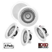 OSD Audio ICE600WRS 6.5" in-Ceiling/in-Wall 300W Water-Resistant Outdoor Speaker Set of 4 Speakers