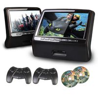 XTRONS 9" HD Active Car Pillow Headrest Monitor Portable DVD/USB Player Game HDMI (HD9PCHBlackx2)
