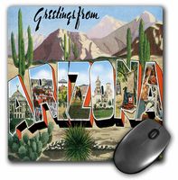 3dRose LLC 8 x 8 x 0.25 Inches Mouse Pad, Greetings from Arizona Desert with Large Letters Containing City Scenes (mp_160719_1)