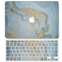 One Micron Case + Keyboard Cover Compatible with MacBook Air 11 inch, Plastic Pattern Hard Case Shell Compatible MacBook Air 11.6 Inch (Model: A1465/A1370)-Gold Mist Marble